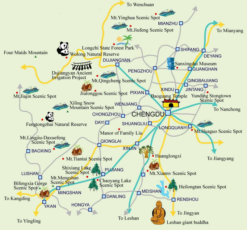 Map of Chengdu, China | Chengdu Tourist Map | Where is Chengdu